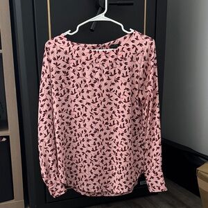Ann Taylor Pink and Black Patterned Blouse